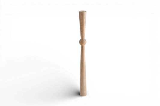 Pied de table et de bar en bois avec sphère centrale – Design tourné, H870 mm