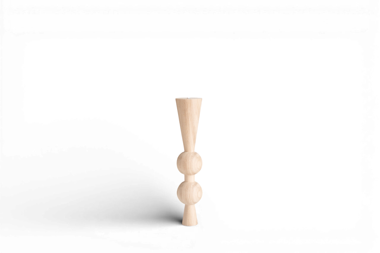 Pied de Table Basse en Bois Naturel avec Double Sphère Supérieure – Design Fait Main, H400 mm