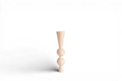 Pied de Table Basse en Bois Naturel avec Double Sphère Supérieure – Design Fait Main, H400 mm