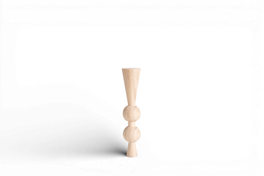Pied de Table Basse en Bois Naturel avec Double Sphère Supérieure – Design Fait Main, H400 mm