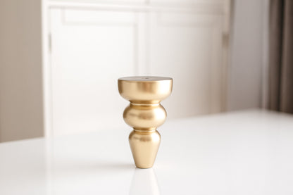 Pied de meuble en bois de bouleau – Finition dorée mate (IGM), H155 mm