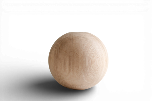 Pied de meuble tourné en bois avec détail sphérique – Fait main, H200 mm