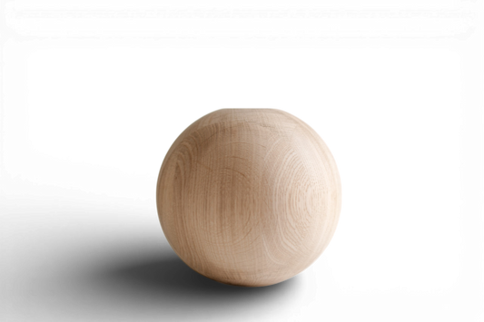 Pied de meuble tourné en bois avec détail sphérique – Tourné au tour, H180 mm