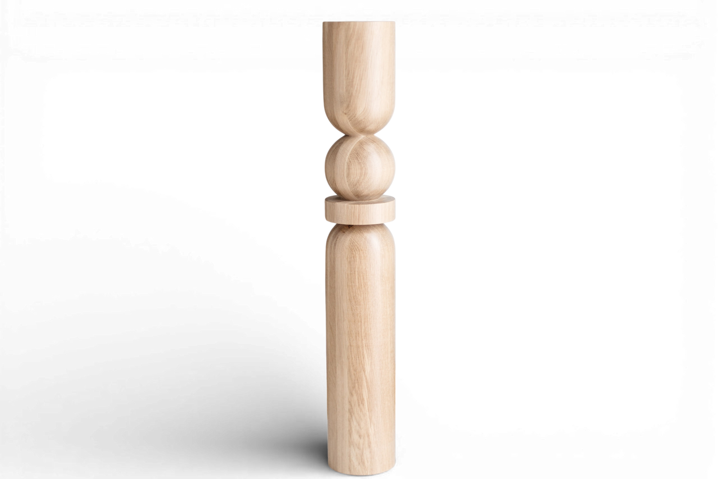Pied de table en bois et îlot de cuisine avec sphère centrale – Design fait main, H900 mm
