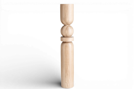 Pied de table en bois et îlot de cuisine avec sphère centrale – Design fait main, H900 mm