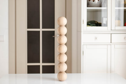 Pied de table et de bar en bois avec sept sphères décoratives – Conception artisanale, H574 mm