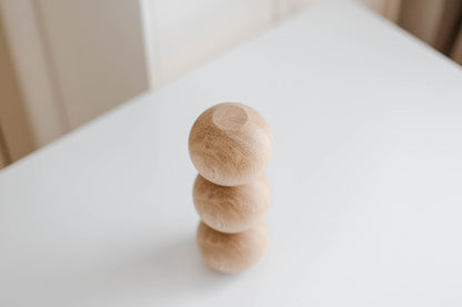 Pied de meuble en bois tourné à détail triple sphère – Fait main, H244 mm