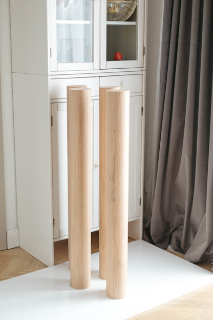 Pied de meuble rond en bois – Pied droit de table et de bar, H730 mm