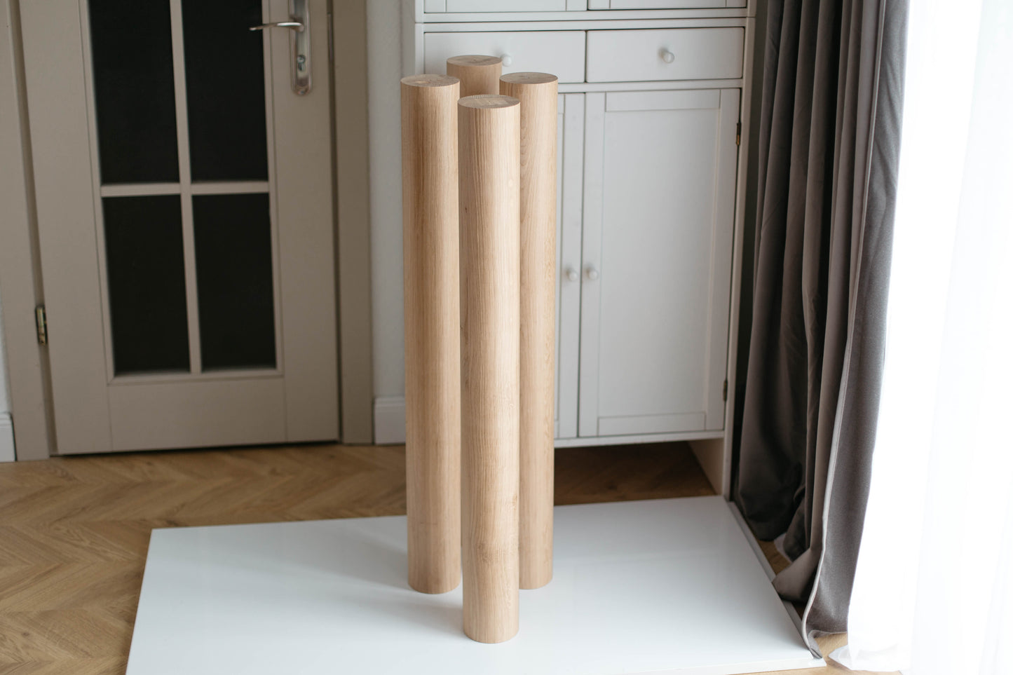Pieds de Meuble en Bois Massif – Pieds de Table Droits Faits Main, Lot de 4, H900 mm