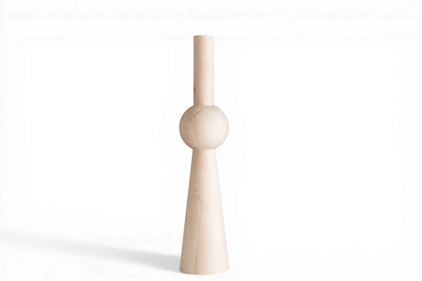 Pied de table en bois et d'îlot de cuisine avec sphère centrale – Fait main, H943 mm