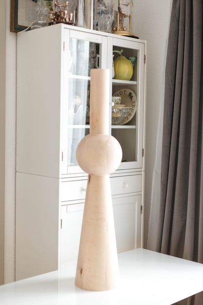 Pied de table en bois et d'îlot de cuisine avec sphère centrale – Fait main, H943 mm