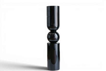 Pied de meuble en bouleau noir laqué brillant pour îlot de cuisine – RAL9005, H690 mm