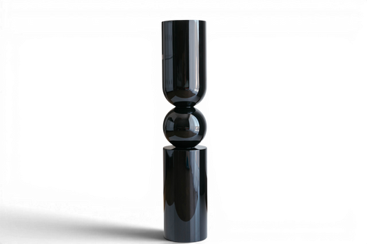 Pied de meuble en bouleau noir laqué brillant pour îlot de cuisine – RAL9005, H690 mm