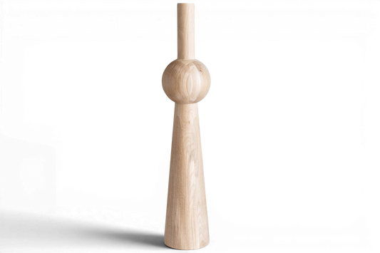 Pied de meuble conique en bois avec détail sphérique – Design tourné, H900 mm