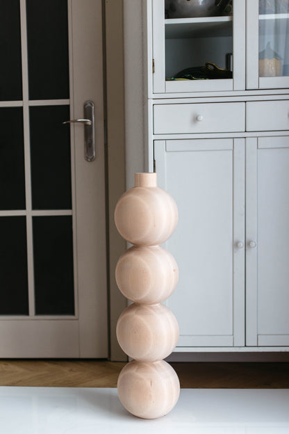 Pied de Meuble en Bois avec Quatre Détails Sphériques – Design Tourné, H770 mm
