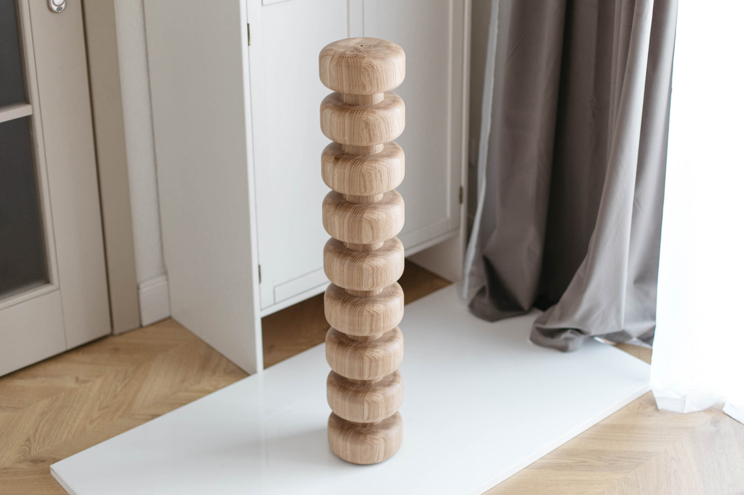 Pied d'îlot de cuisine en bois tourné superposé – Pied de meuble en bois tourné, H841 mm