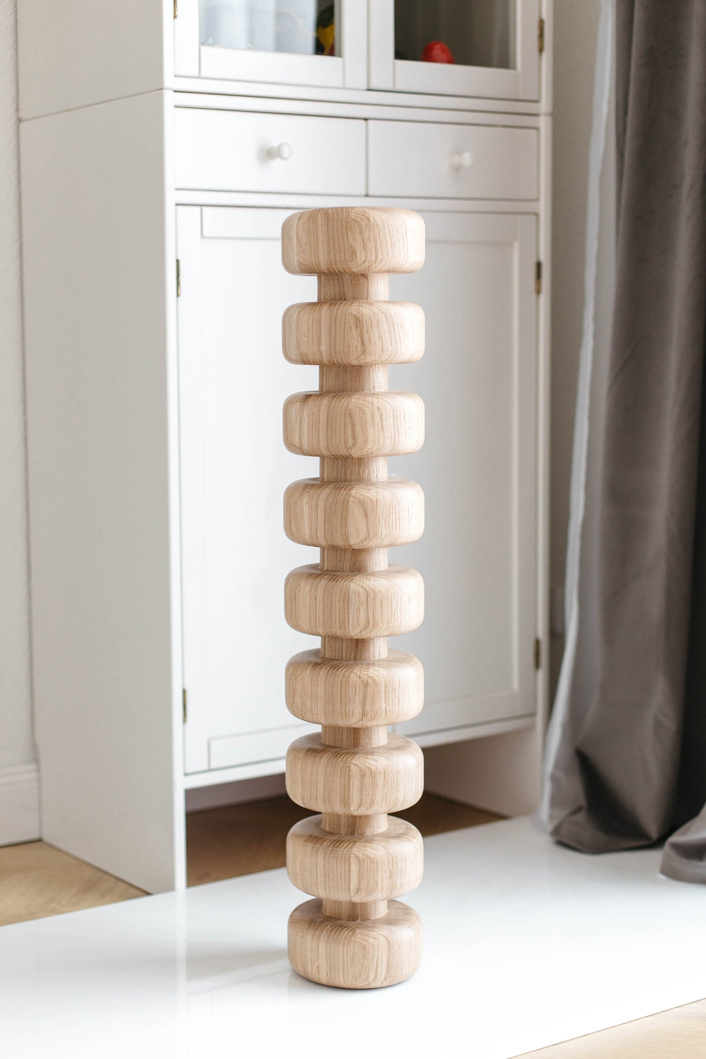 Pied d'îlot de cuisine en bois tourné superposé – Pied de meuble en bois tourné, H841 mm
