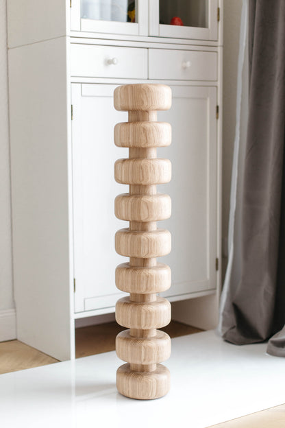 Pied d'îlot de cuisine en bois tourné superposé – Pied de meuble en bois tourné, H841 mm