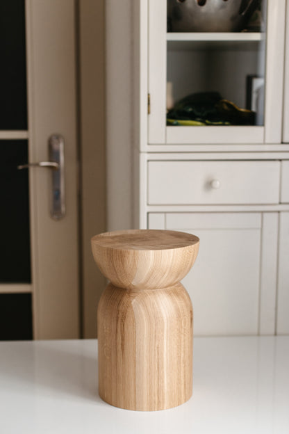 Handmade Wooden Block – Solid Wood with Elegant Round Details H300 mm