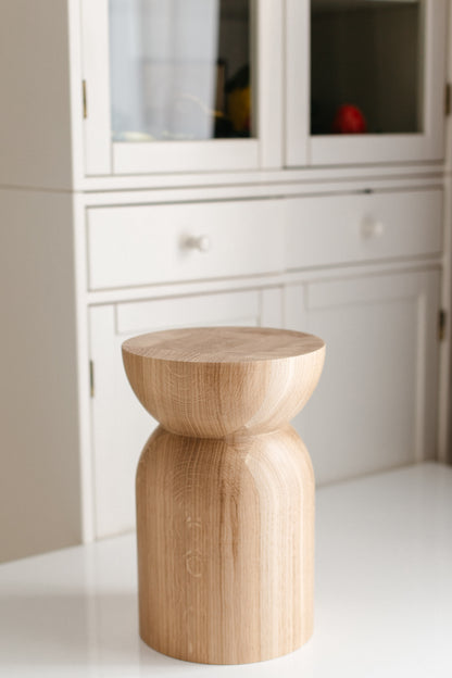 Handmade Wooden Block – Solid Wood with Elegant Round Details H300 mm