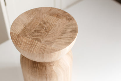 Handmade Wooden Block – Solid Wood with Elegant Round Details H300 mm