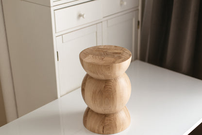Handmade Wooden Block – Solid Wood with Sphere Details H300 mm