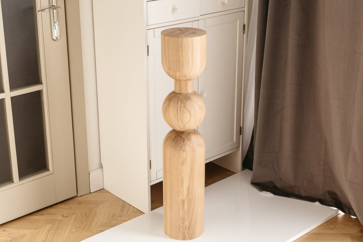 Wooden Table & Kitchen Island Leg with Sphere, H900 mm