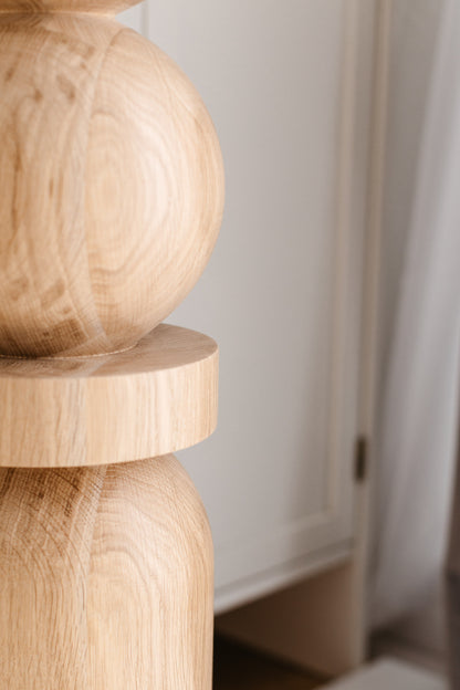 Wooden Table & Kitchen Island Leg with Center Sphere – Handmade, H900 mm