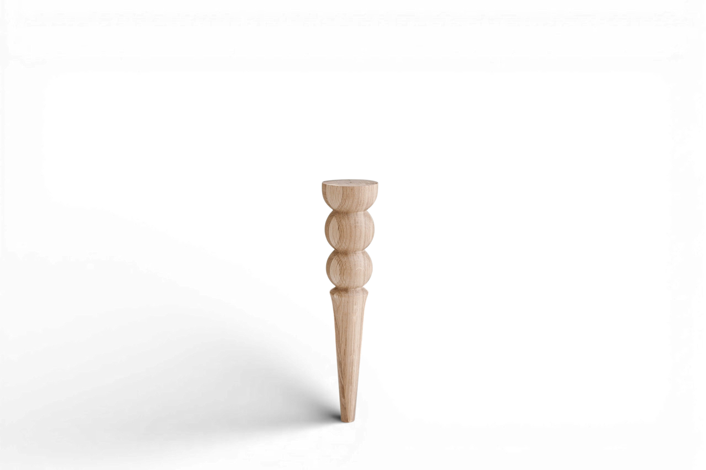 Pieds de meuble coniques en bois avec double boule décorative – Modèle tourné, H350 mm