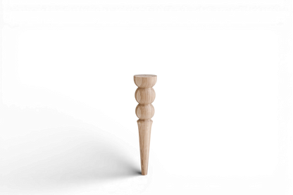 Pieds de meuble coniques en bois avec double boule décorative – Modèle tourné, H350 mm