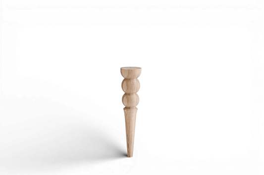 Pieds de meuble coniques en bois avec double boule décorative – Modèle tourné, H350 mm