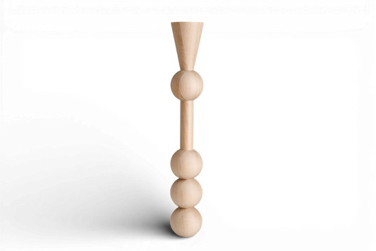 Pied de meuble en bois tourné avec quatre sphères décoratives – Support de table, H760 mm