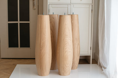 Lot de 4 pieds de table en chêne massif – Pieds de table à manger ovales en bois 736 mm