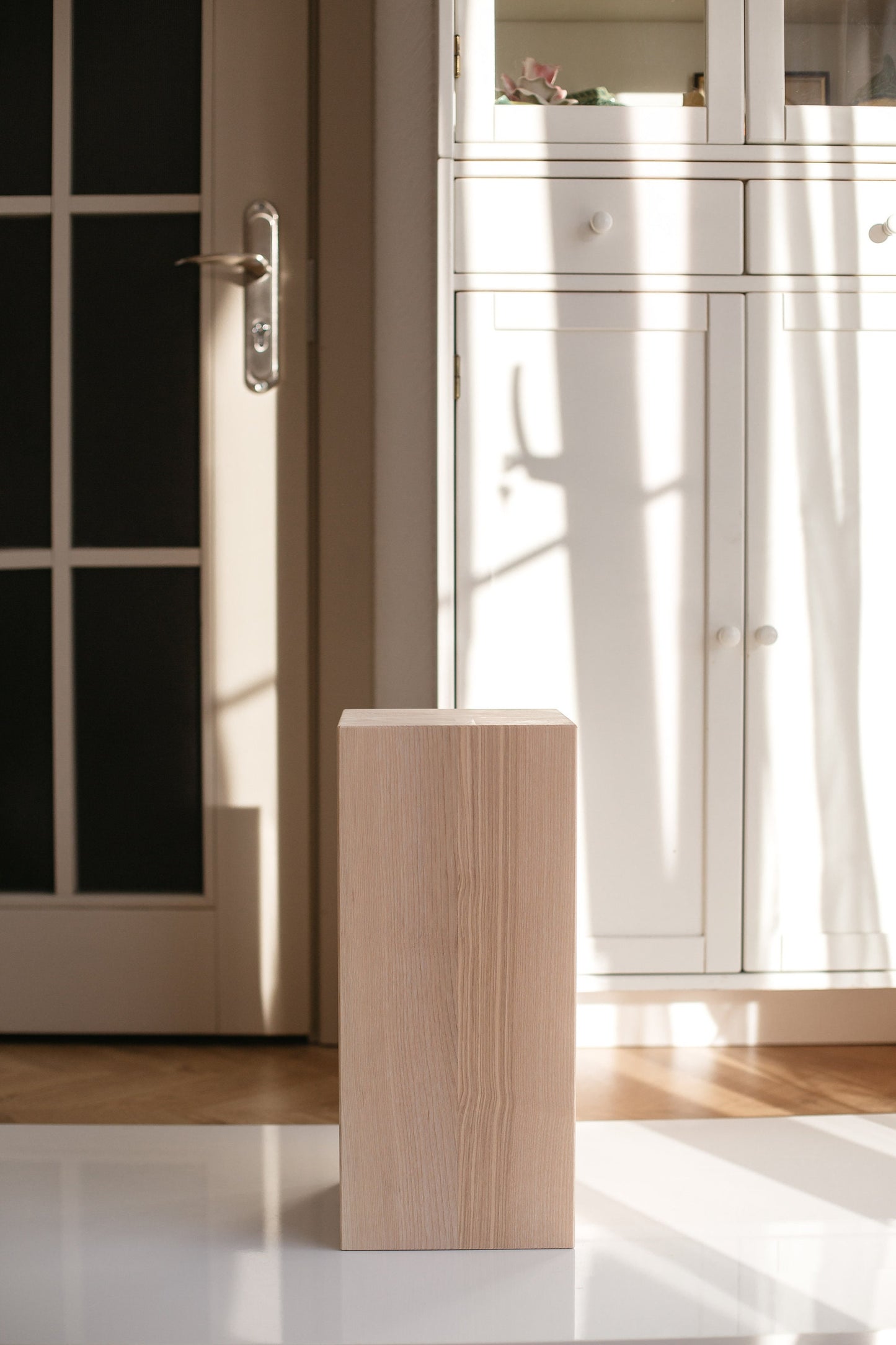 Table basse bloc en frêne massif – Table d'appoint fabriquée à la main, H450 mm