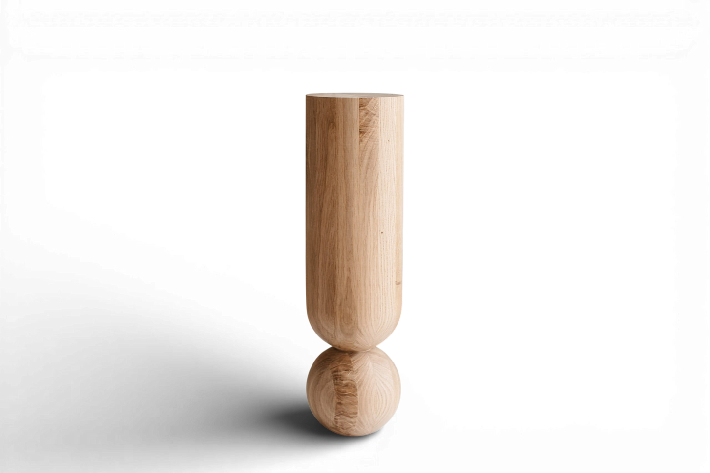 Pied de table basse en bois naturel avec sphère décorative – Design tourné au tour, H500 mm