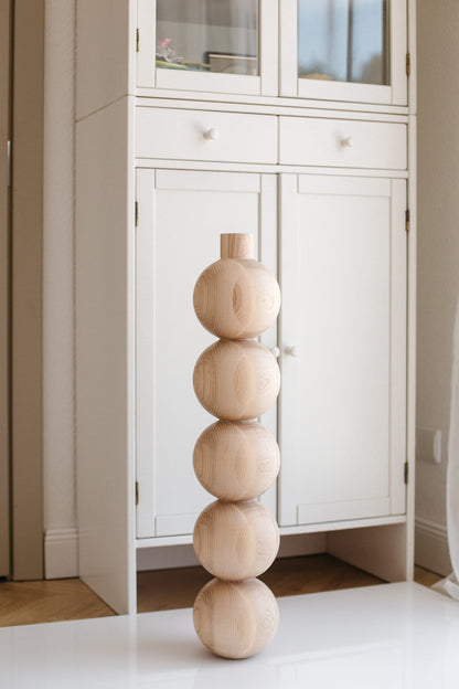Pied de meuble en bois avec cinq détails sphériques – Design tourné, H730 mm