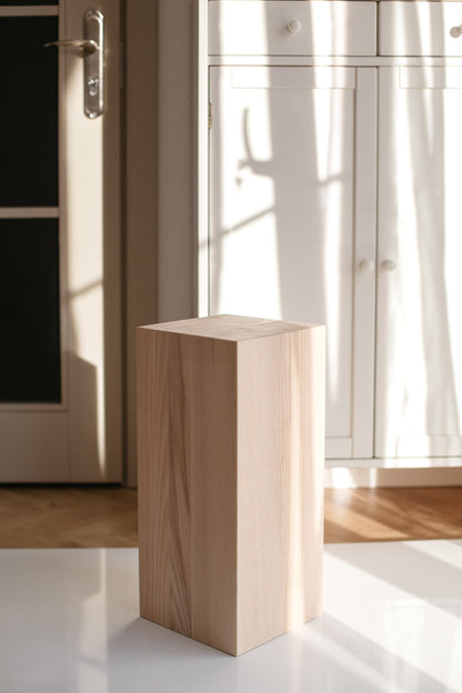 Table basse bloc en frêne massif – Table d'appoint fabriquée à la main, H450 mm