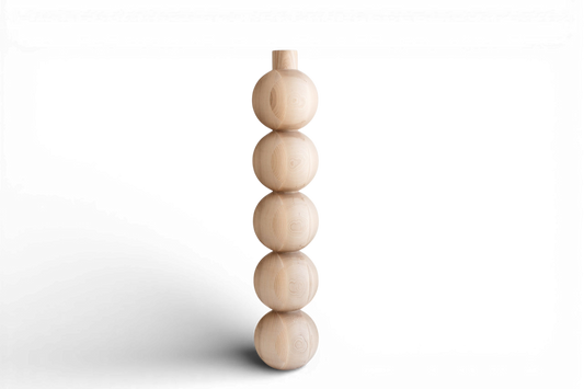Pied de meuble en bois avec cinq détails sphériques – Design tourné, H730 mm